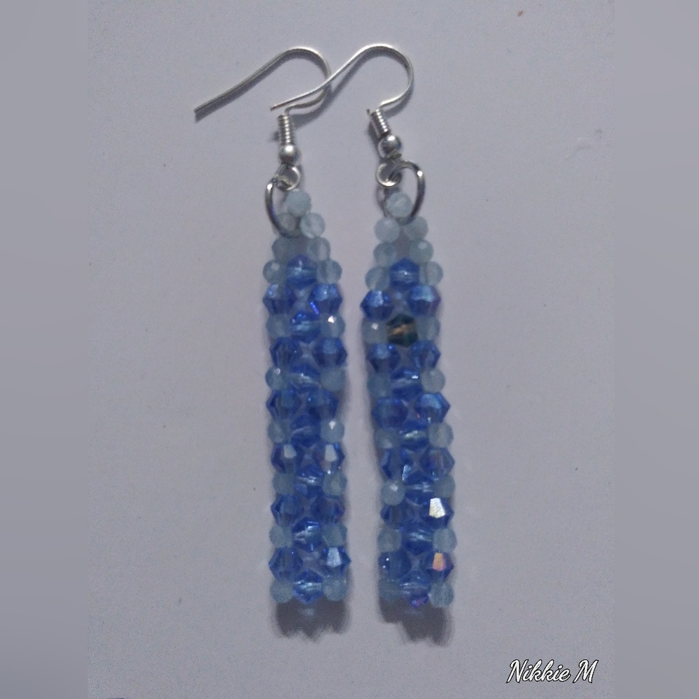 Handmade Blue Beaded Earrings